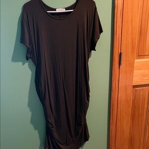 Loungeable Black Maxi Dress with Draped Sides